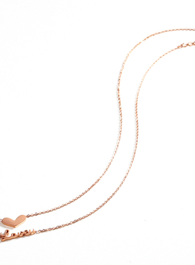 甜美风爱心形不规则钛钢锁骨链