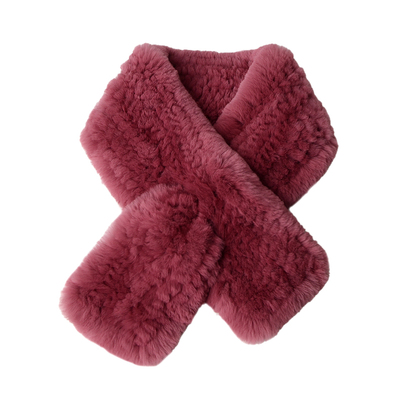 皮草春秋双面编织纯色兔毛围巾