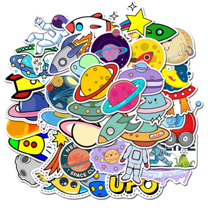 张入星球火箭宇航员涂鸦防水贴纸