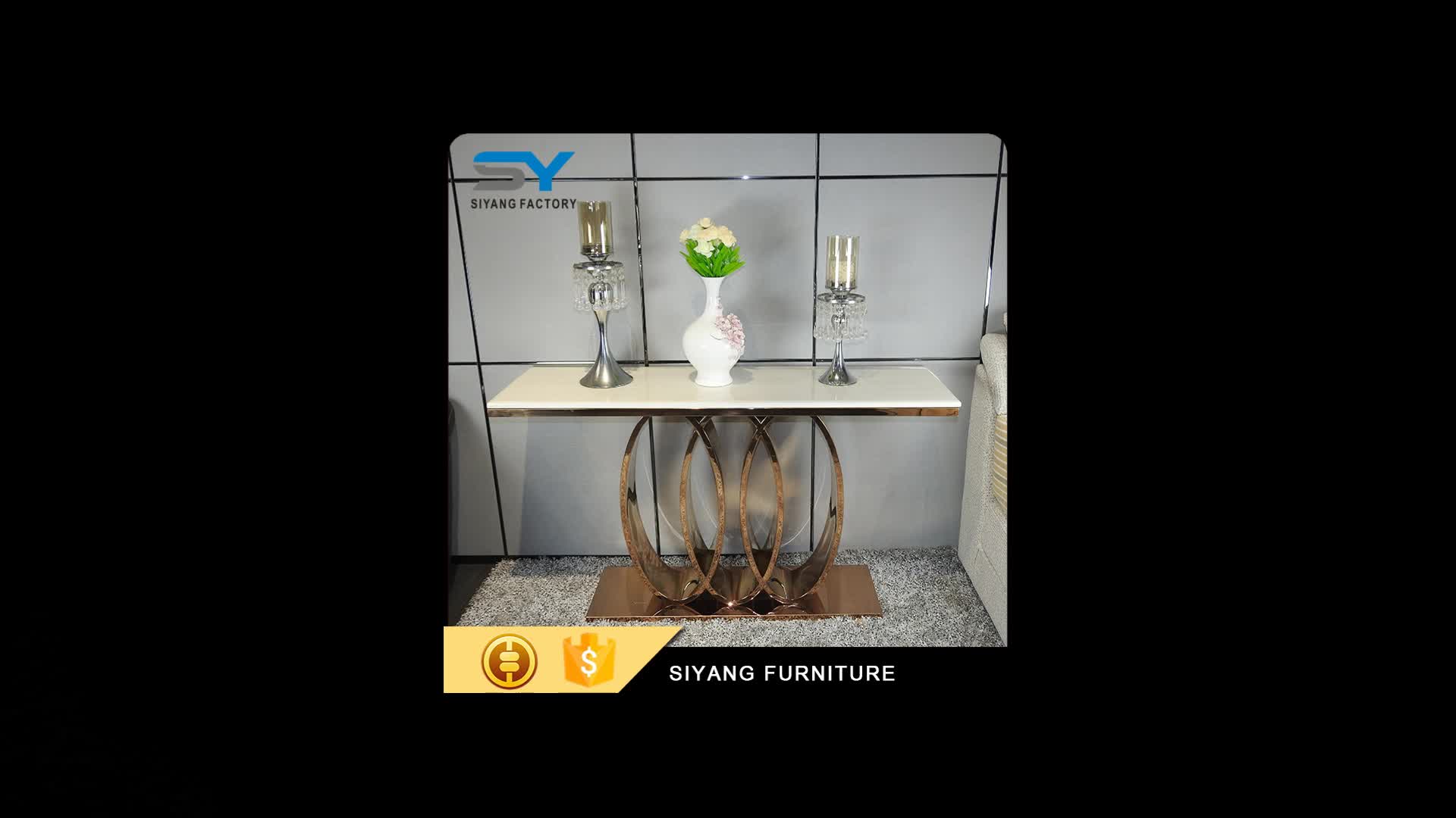 Modern Furniture China Fancy Sex Table With Hole Gold Leaf Antique Marble Console Table Xg003