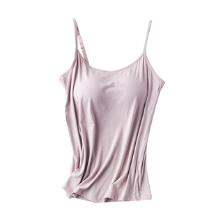 莫代尔棉女外穿带胸垫吊带背心 罩杯一体bra宽松大码内搭打底夏季