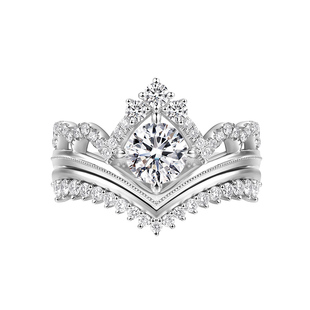 ONE SWEAR/梵誓赫本 叠戴求婚钻戒定制戒托铂金婚戒排钻皇冠女戒