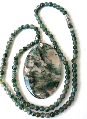 水草玛瑙长款玉髓挂件百搭毛衣链