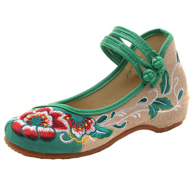 汉服绣花鞋女新款民族风内增高