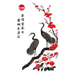 鹤舞梅花亚克力3d立体墙贴书房玄关背景墙饰贴画古典墙贴画壁贴