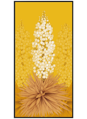 玄关金黄色花朵抽象风大幅装饰画