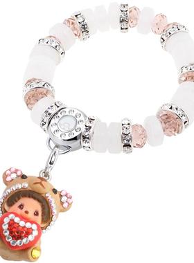 甜美风白玉半宝石生日礼物手链