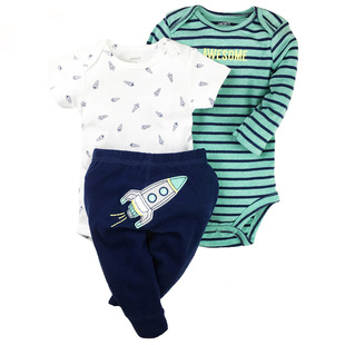 美国正品carters卡特正品纯棉春秋男女宝哈衣裤子三件套装