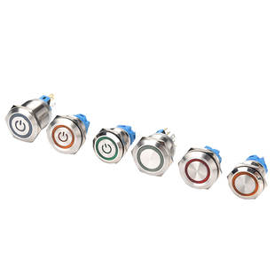 8 12 16 19 22MM金属按钮开关带灯自锁复位防水点动启动按键改装