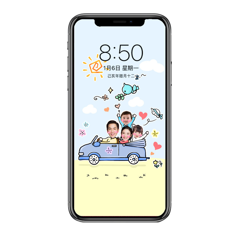 热门手机壁纸定制锁屏卡通儿童头样图/效果图销售