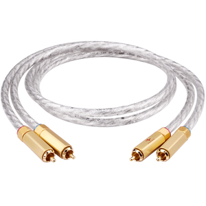 台湾杨阳YYAUDIO 无氧铜镀银HIFI发烧信号线音频线2RCA双莲花头线