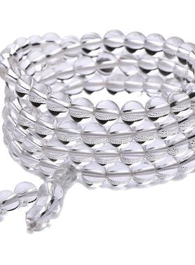 天然白水晶多圈毛衣佛珠手链