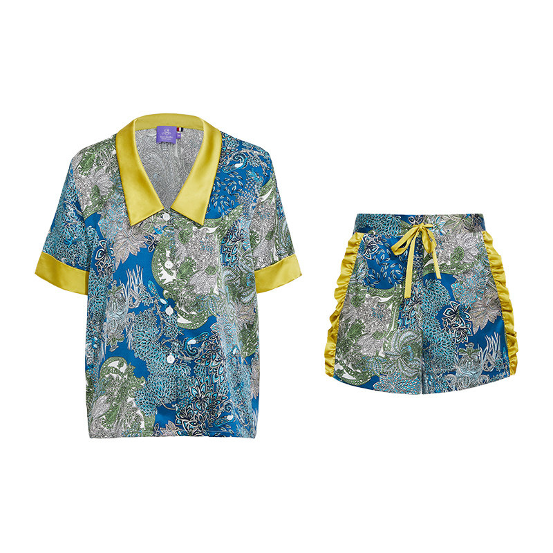 soiejardin家居服蚕丝外穿印花