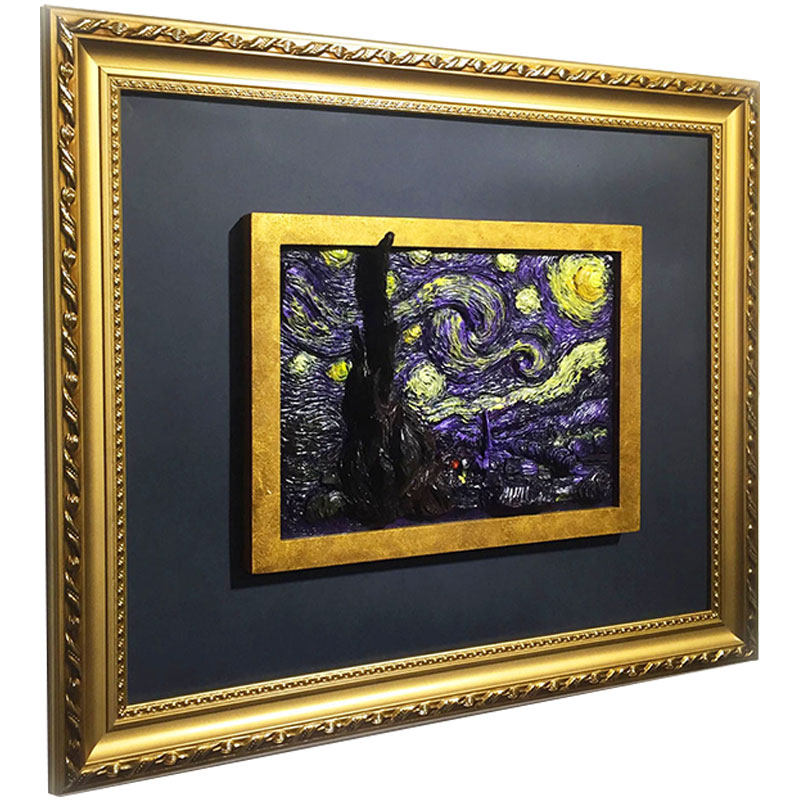 办公室客厅书房欧式手工立体浮雕装饰画凡高星夜vanGogh创意礼物