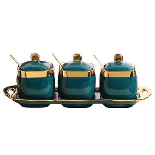 轻奢调料罐子陶瓷调料盒个性创意可爱调味瓶盐味精罐厨房家用带盖