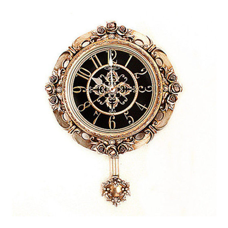 丽盛正品欧美式复古装饰钟创意挂钟客厅静音艺术墙壁潮流单面挂表