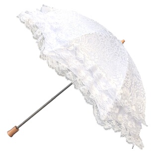 黑胶二折叠双层蕾丝纯白色防紫外线公主伞太阳伞晴雨伞遮阳洋伞