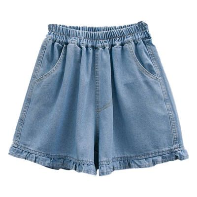 特大码阔腿短裤女薄款牛仔裤胖mm