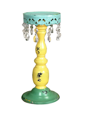 法式乡村做旧彩色花托园艺蜡烛台