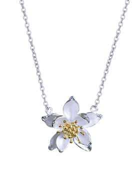 纯银项链花朵唯美风首饰品