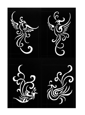 可重复用凤凰满背镂空纹身模板
