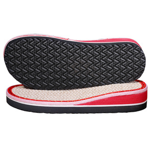 腾欣鞋底夏季亚麻防滑底中国结线男女坡跟鞋家用凉拖手工钩凉拖鞋