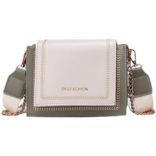 买一送一质感斜挎包女2023新款韩版撞色小方包时尚小包包单肩女包