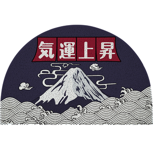 起贝日式开门见山地垫蓝色进门半圆丝圈地毯入户门口玄关门垫脚垫