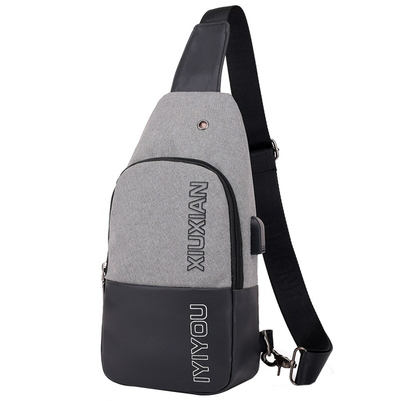 新款胸包休闲男士单肩包斜挎包男韩版夜光小腰包潮帆布运动女背包