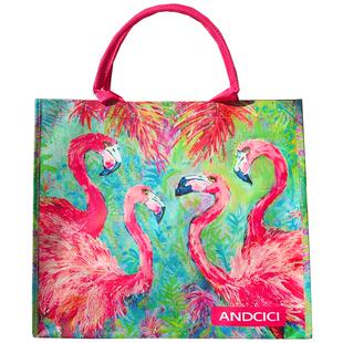 ANDCICI艺术家油画火烈鸟防水包手提包购物袋单肩包旅行包托特包