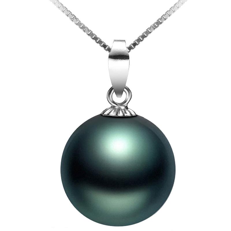 杜兰珠宝 大溪地黑珍珠吊坠项链海水正圆送女友妈妈七夕节礼物