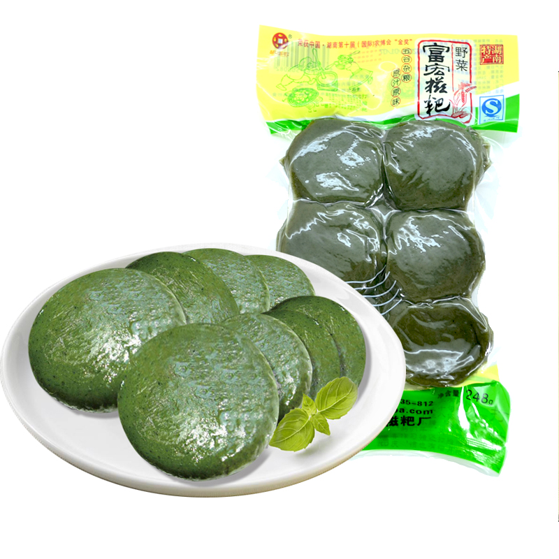 湖南特产艾蒿糍粑胡富宏年糕原味野菜糯米粑粑 248g*2袋休闲美食