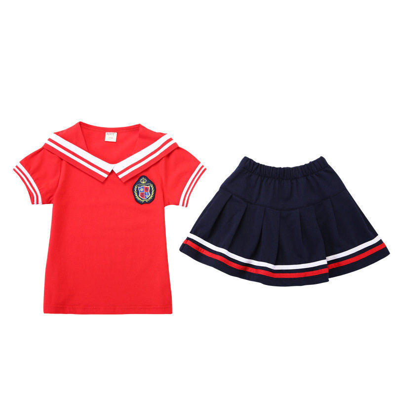 幼儿园园服夏季新款v领短袖套装中小学生校服男女儿童班服夏装套