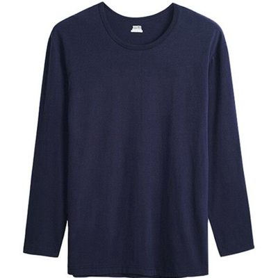 三枪内衣男单件上衣圆领全棉长袖