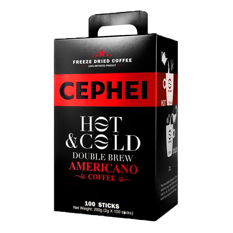 奢啡奢斐Cephei冻干美式纯黑速溶苦咖啡粉经典黑咖2g*100杯/盒