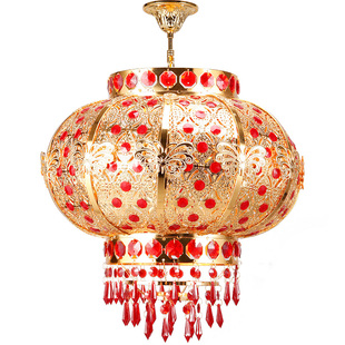 春节灯笼阳台灯笼新年中式吊灯大红喜庆福字乔迁旋转LED水晶灯笼