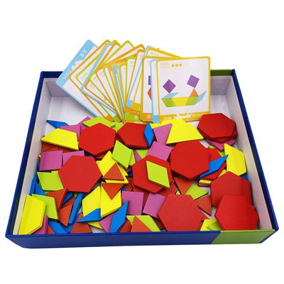 130 Pcs Pattern Blocks Set Geometric Tangram Jigsaw Puzzle