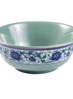 塑料中式青花a5密胺小碗饭碗仿瓷餐具快餐碗商用汤碗粥碗反口碗