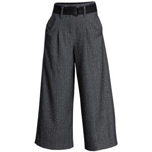 羊毛呢阔腿裤韩版秋冬高腰女宽松休闲裤羊绒毛呢裤九分裤宽腿裤