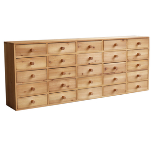 叁杉家居原木风复古中药柜书桌桌面收纳盒手账实木印章抽屉收纳柜