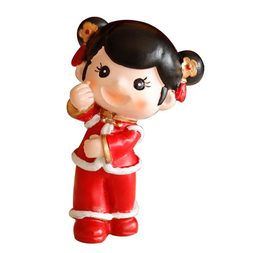 牛年中式春节福娃玩偶摆件红色唐装舞龙灯笼宝宝装饰新年蛋糕插牌