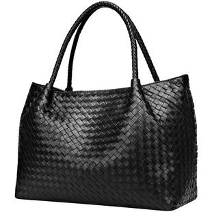 weavebv新款手工羊皮编织女包手提包大包真皮百搭女士包包子母包