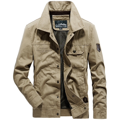 战地秋装翻领纯棉军旅徽章夹克