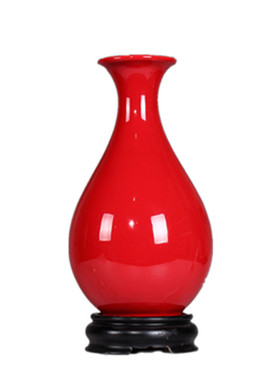 中国红陶瓷摆件客厅装饰品玉壶春