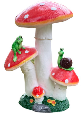 玻璃钢大蘑菇草坪植物雕塑摆件