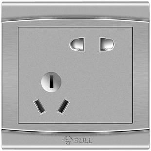 公牛开关插座86型墙壁电源五孔10A带开关面板家用16A插座面板银色