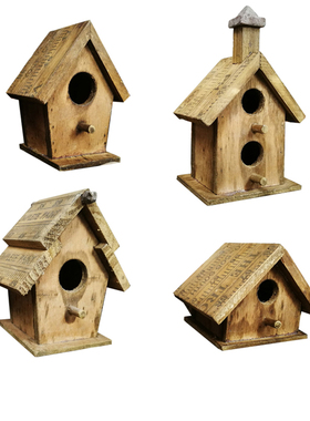 美式乡村复古做旧鸟屋房子摆件