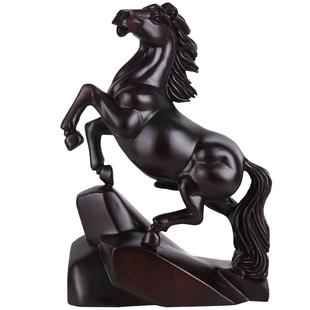 马年红木马摆件黑檀木雕十二生肖马到成功生日礼物家居装饰工艺品