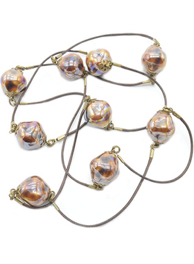 长款手工咖啡色毛衣项链