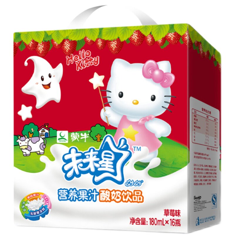 蒙牛未来星妙点点营养果汁酸奶饮品草莓味 180ml*16瓶儿童牛奶